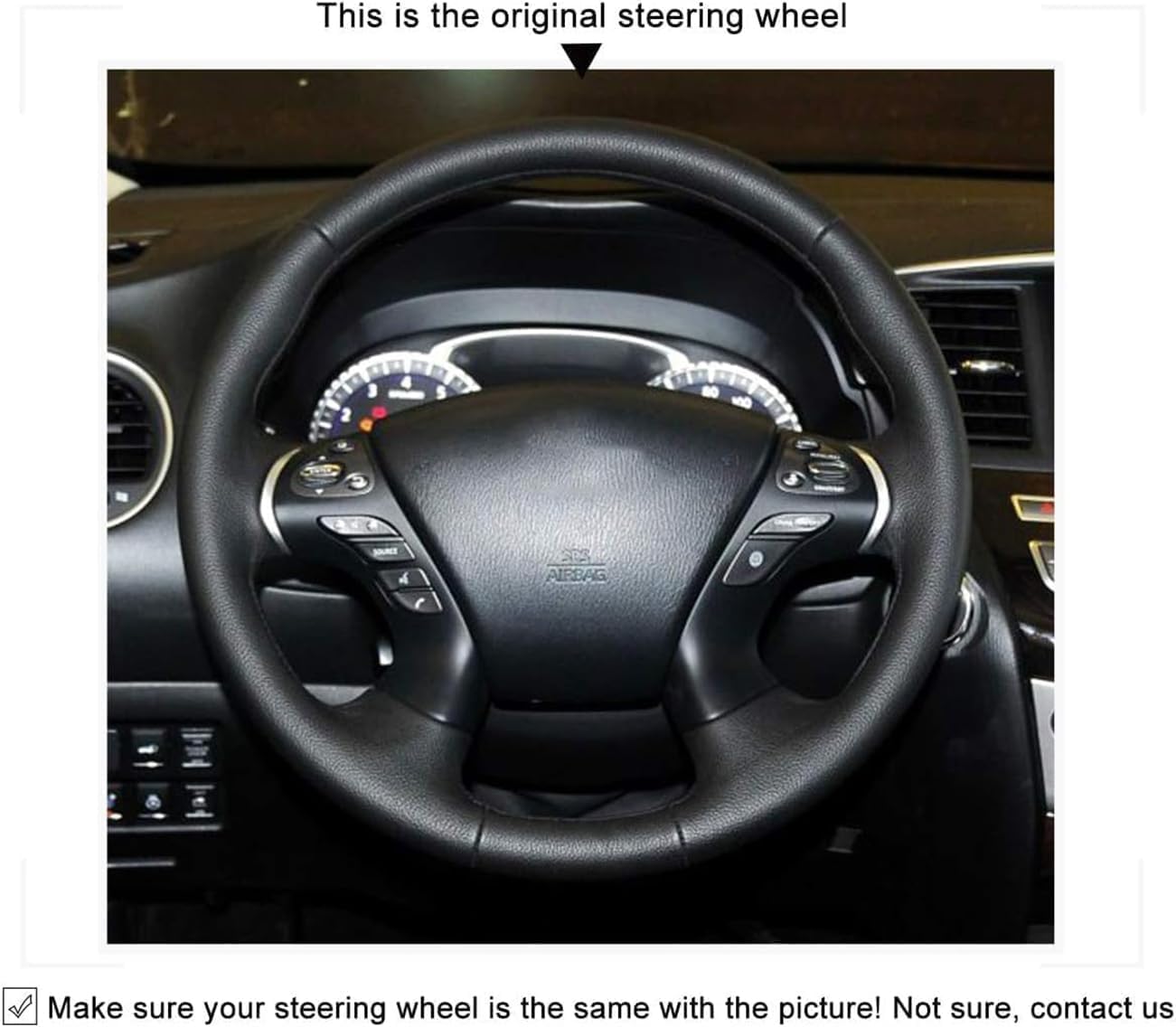 Genuine Leather Custom Steering Wheel Covers for Infiniti Q70 Q70L QX60 2014-2019 / JX35 2013 / M35H 2012 2013 / M37 M56 2011-2013 / Nissan Pathfinder 2013-2018 Accessories