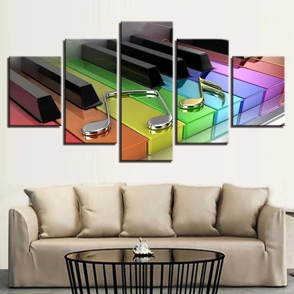 Impression sur toile 5 parties de musique colorée pour maison - 7