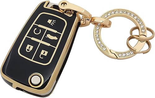 Funda protectora para llave de coche para Chevy Chevrolet Equinox Camaro Cruze Malibu Sonic Buick Terrain, Negro -