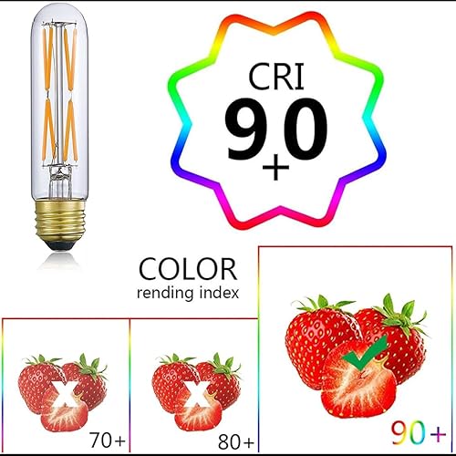 Miniatura 6 de Adshen-US Bombilla LED regulable T10 de 8 W, blanco cálido, 2700 K, bombilla de filamento LED tubular igual a 80 W, bombilla Edison E26 de vidrio