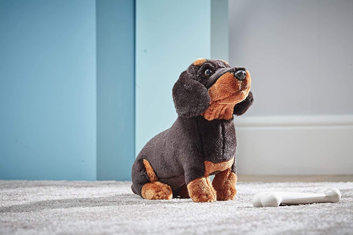 Nature-AN484 Living Nature Peluche para Perro y Cachorro, Color black & brown, paquete (Keycraft AN484 , color/modelo surtido