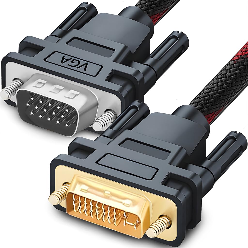Retoo Cavo DVI-I a VGA 24+5 Dual Link, Lunghezza 1,5m, Interfaccia Maschio-Femmina, Connettori Placcati Oro, Ideale per Monitor CRT, Laptop, PC, Segnale FHD