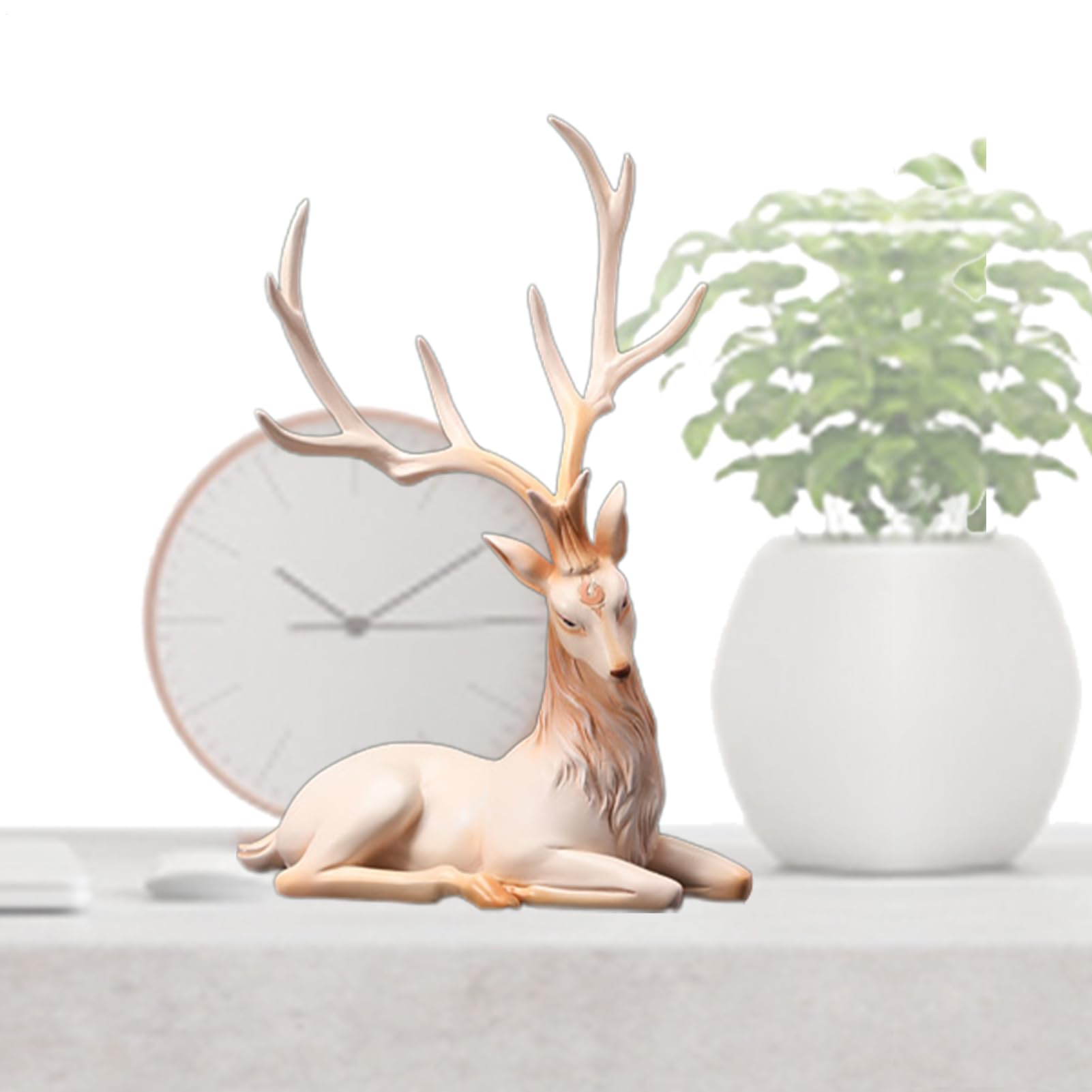 Generisch Dekoracja renifera, bożonarodzeniowe figurki renifera – nowoczesny ornament na biurko jelenia, elegancka figurka jelenia do dekoracji bożonarodzeniowych, figurki zwierząt łosia z żywicy do