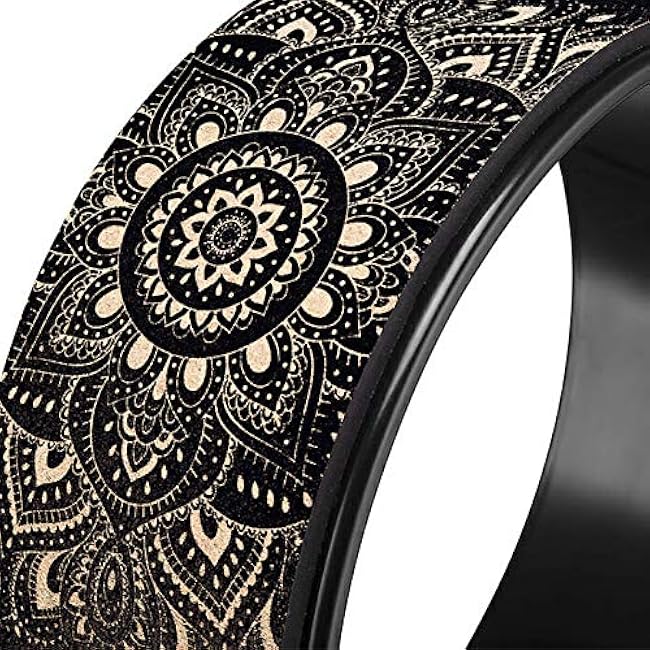 YOGA DESIGN LAB | THE YOGA WHEEL | Eco Printed, Extra Strength, Padded, Dharma Exercise Wheel | Designed in Bali | Enhance Your Postures and Stretch Deeper (Mandala Black,)
