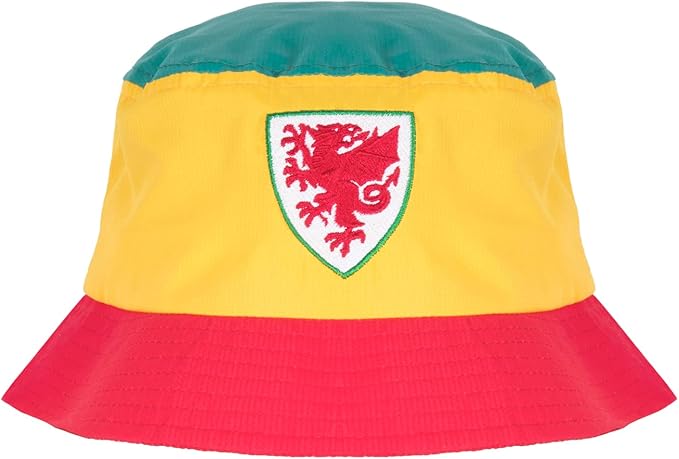  FA Wales Bucket Hat FAW Official Football Gift Red Yellow Green 