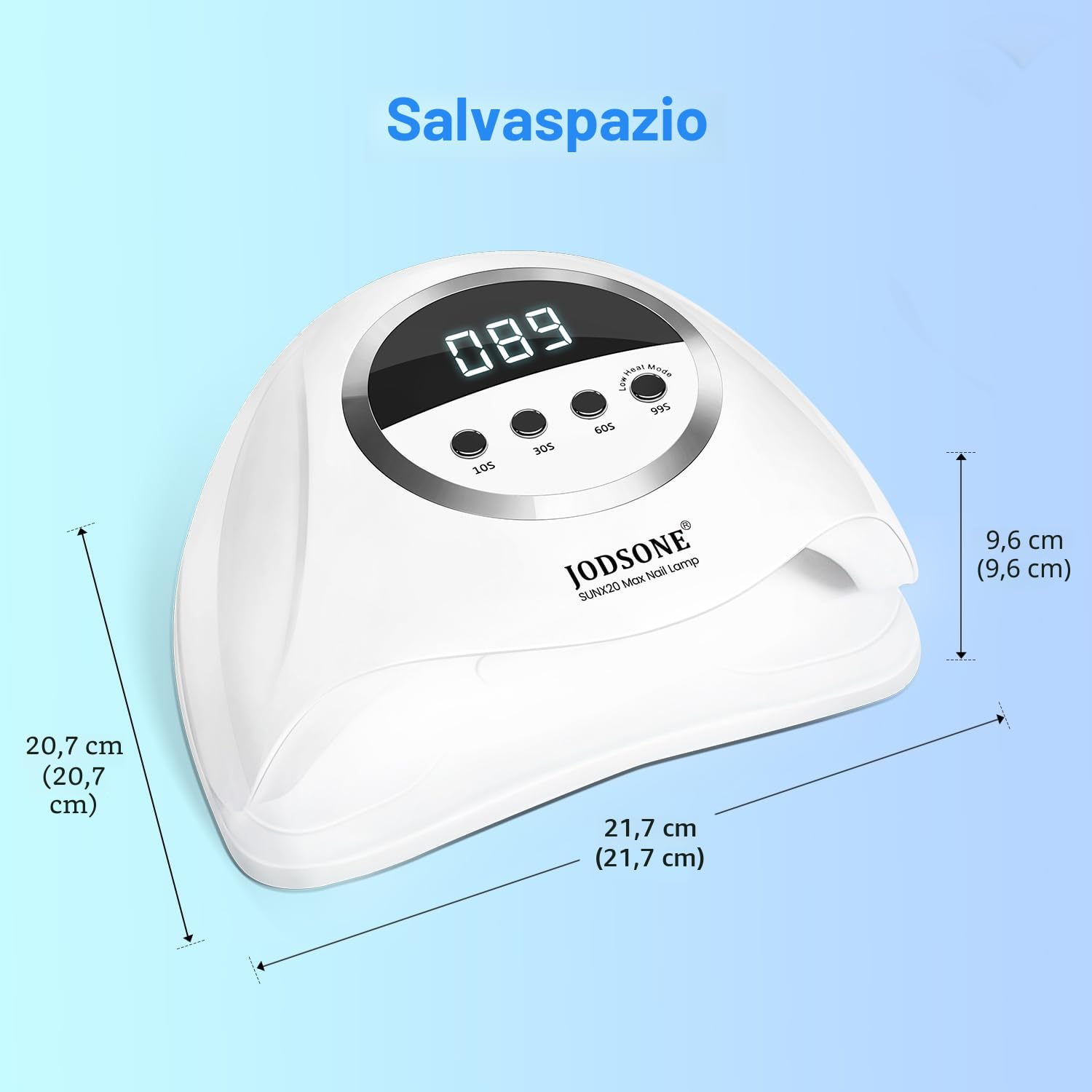 JODSONE X20 Lampada UV LED Unghie 320W professionale, Fornetto unghie 72 LED 4 Timer 10/30/60/99S, Sensore di Movimento Base Staccabile per Smalto Semipermanente e Gel UV