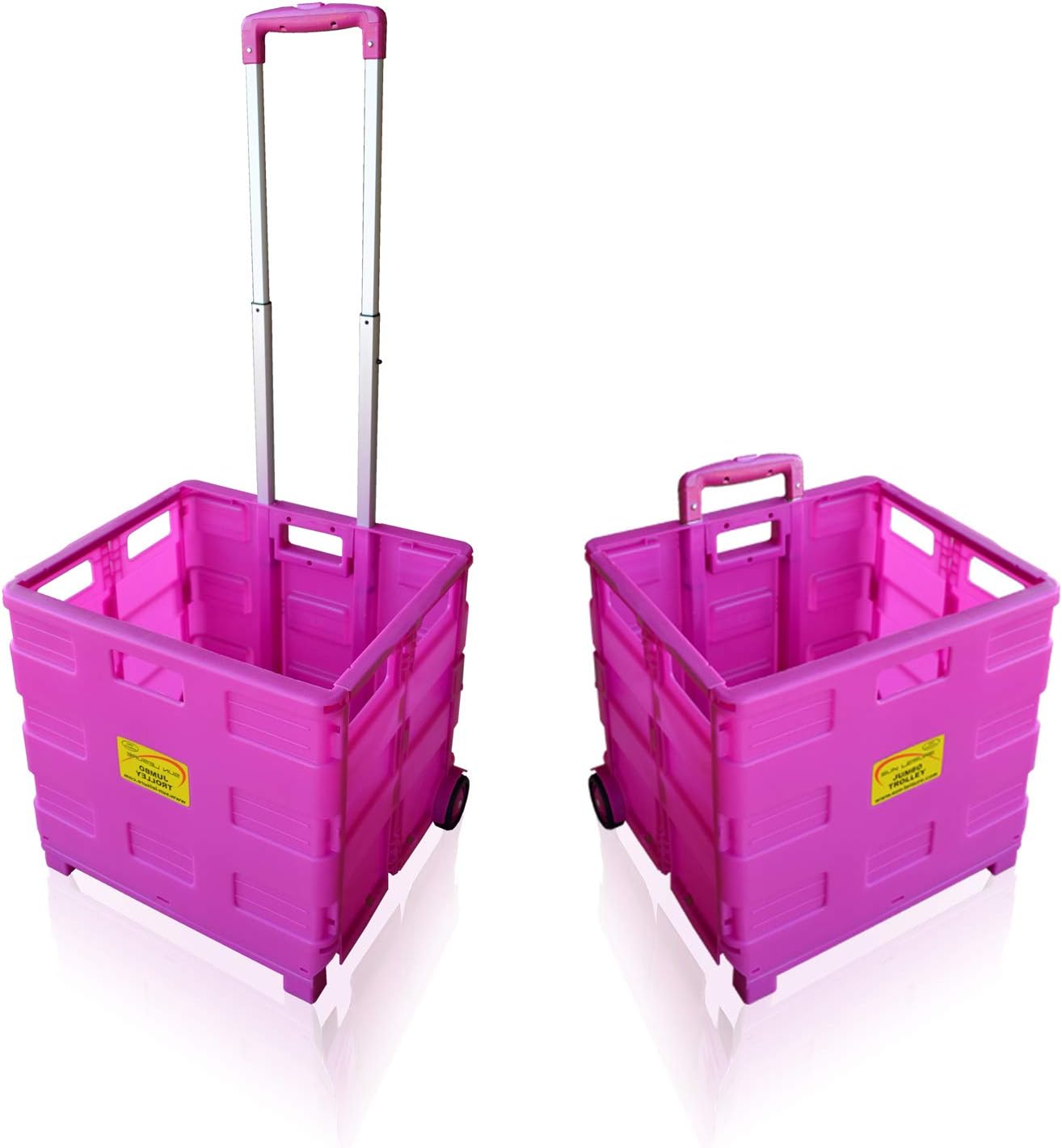 Pack and Go Folding Shopping Trolley, With Wheels, Capacity 40kg, Good for Shopping, Camping, Fishing, Festival, Cart, Trolley, Optional Lid (Pink Trolley) – Sun Leisure®