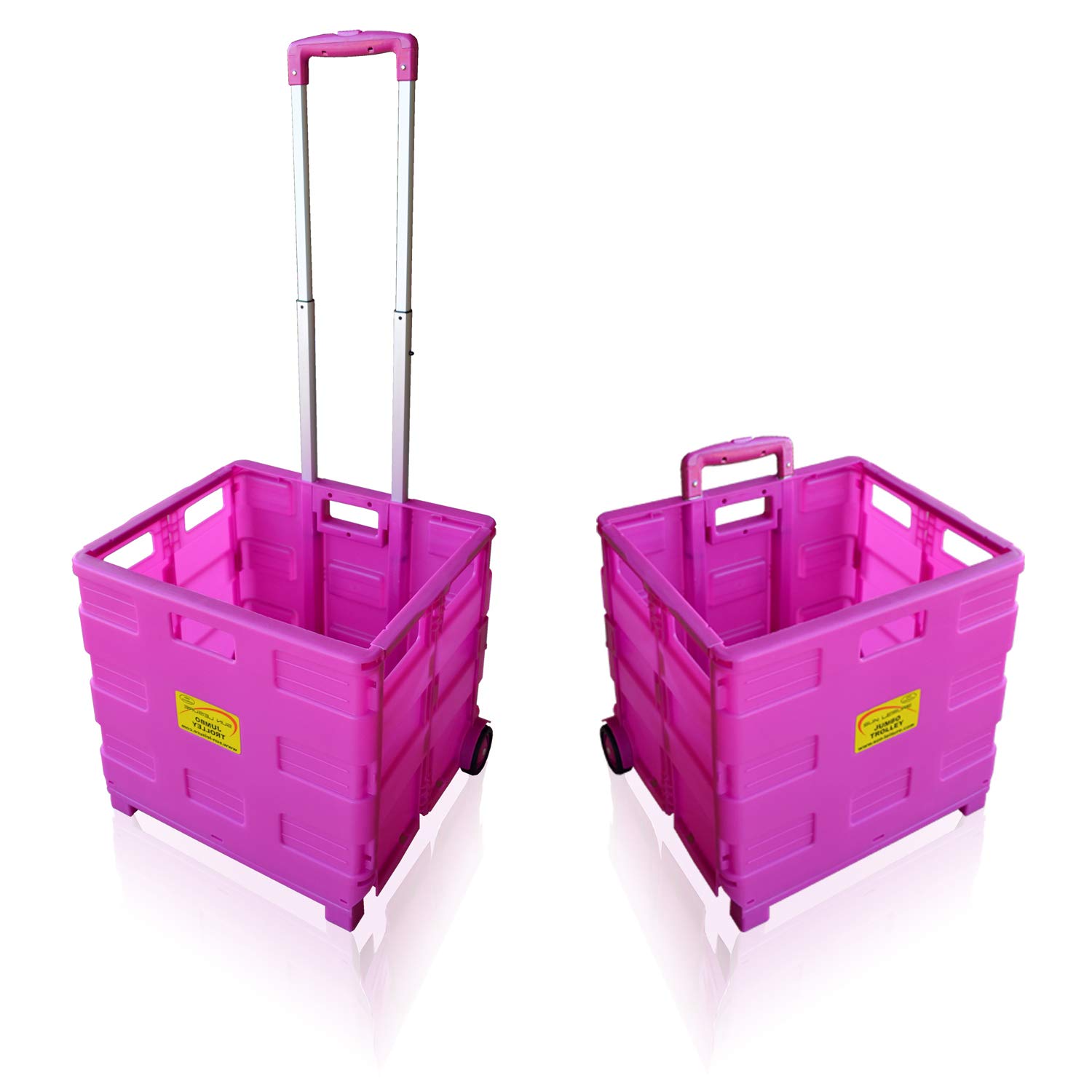 Pack and Go Folding Shopping Trolley, With Wheels, Capacity 40kg, Good for Shopping, Camping, Fishing, Festival, Cart, Trolley, Optional Lid (Pink Trolley) – Sun Leisure®