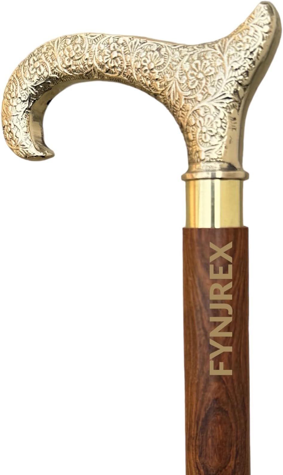 FYNJREX Derby Canes and Walking Sticks with Brass Handle - Affordable Gift Wooden Decorative Walking Cane Fashion Statement for Men/Women/Seniors