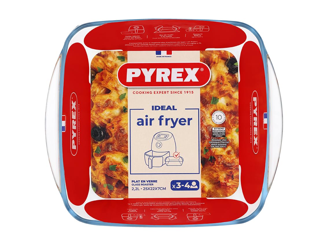 Pyrex Fontana Per Forno E Airfryer In Vetro 26 Cm - 2,3L - Adatta A Microonde E Congelatore - Made In France