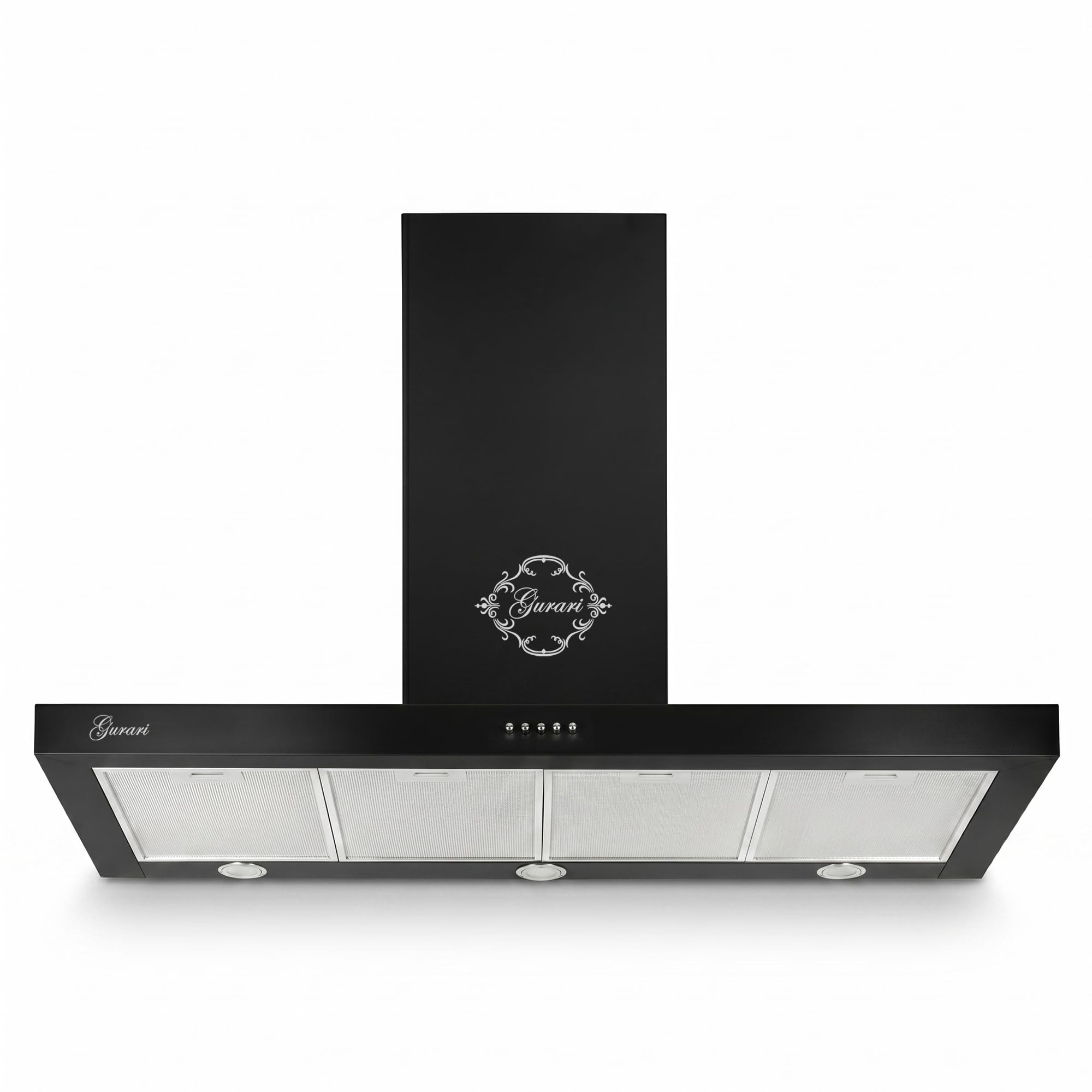 Gurari Cappa aspirante da 120 cm GCH F 118 120 BL • Cappa da parete nera • Cappa per camino 1000 m³/h • Cappa aspirante a parete con illuminazione a LED • Filtro antigrasso in metallo • Classe