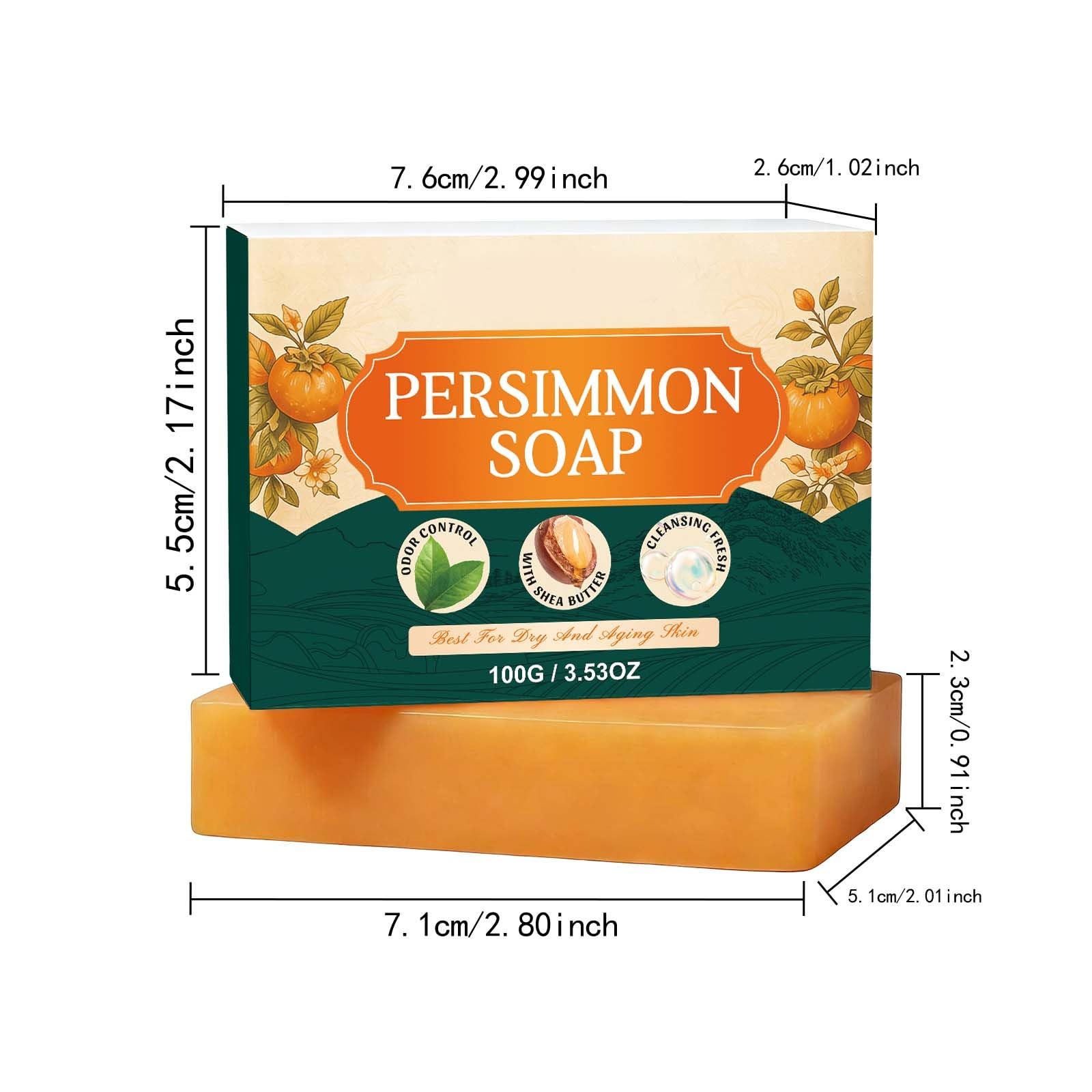 Japońskie mydło persimmon, khaki, do usuwania nieprzyjemnego zapachu ciała, antyperspirant, mydło persimmon, ręcznie robione, do twarzy i ciała, rozjaśnia skórę, poprawia elastyczność dla osób