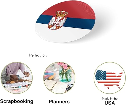 Miniatura 2 de Desert Cactus Pegatinas de vinilo con bandera de país de Serbia, 1 pulgada, redondas, dos hojas, 50 piezas en total, con logotipo para niños, álbum