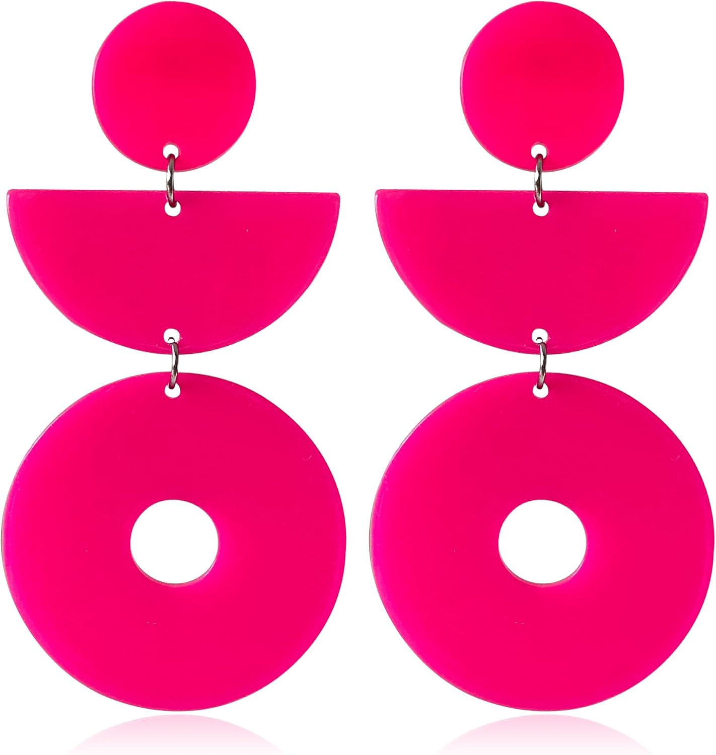 Neon Earrings for Women Girls 70s 80s Retro Acrylic Geometric Round Neon Dangle Drop Earrings 80's Outfit Party Accessories