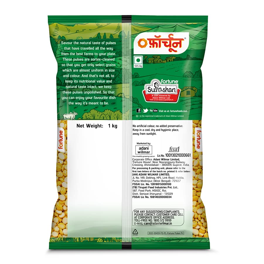 Image of Fortune Chana dal, 1 kg, Unpolished and Sortex cleaned (Pack of 2)