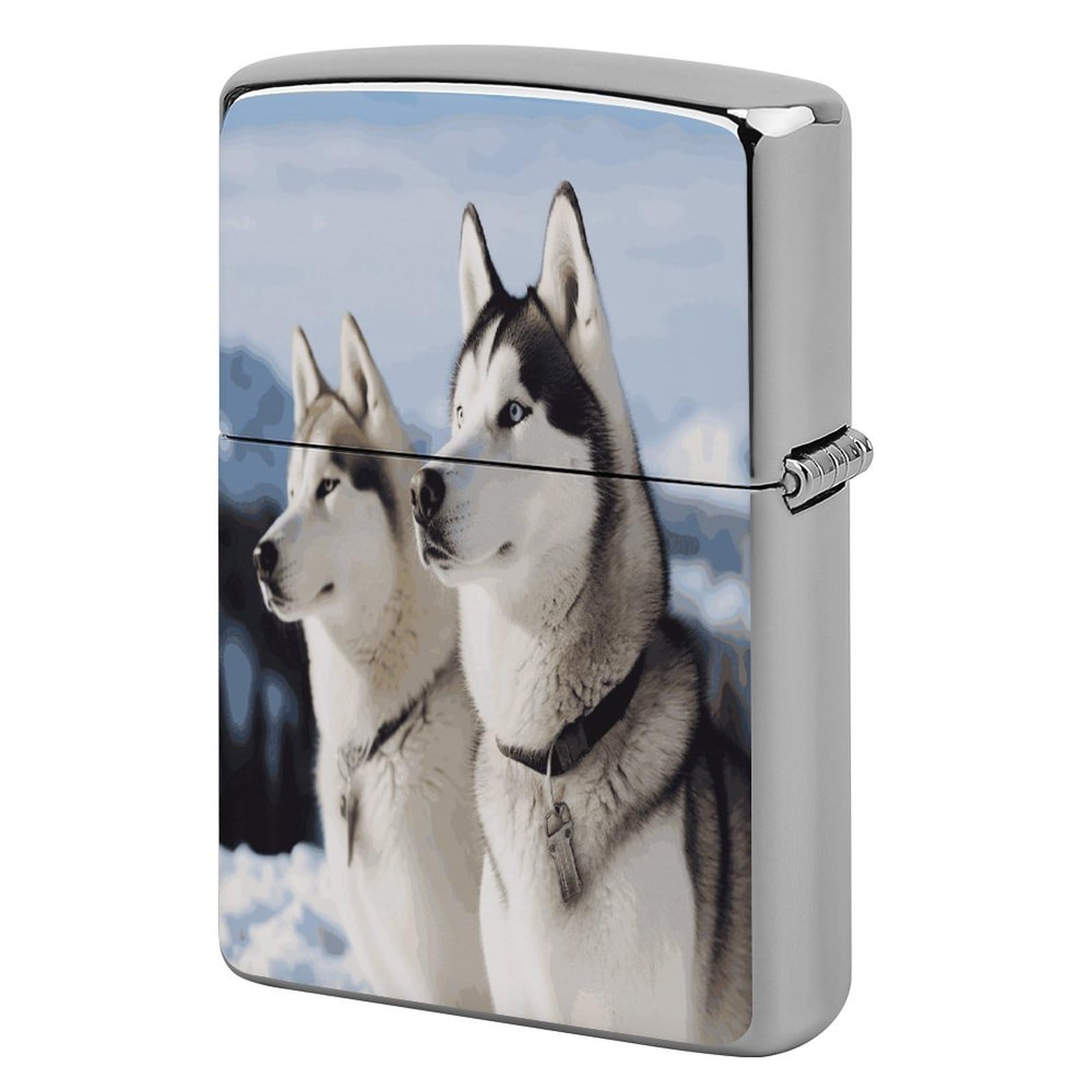 Btcowzrv Style Husky Dogs Metal Lighter Case Sleeve Cover Holder