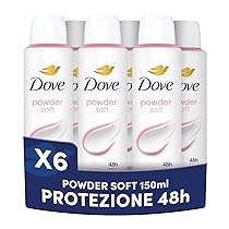 Dove Deodorante Spray, Dove Classic Care Powder, Deodorante Antitraspirante Spray, Protezione Fino a 48 Ore, con 1, 4 di Crema Idratante, Formula Delicata, Deodorante Uomo e Donna, 6 Pezzi da 150 ml
