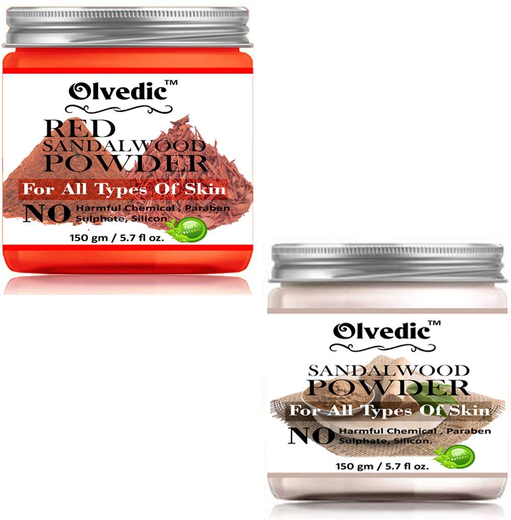 Olvedic 100 Pure Organic White Sandalwood Powder & Red Sandalwood