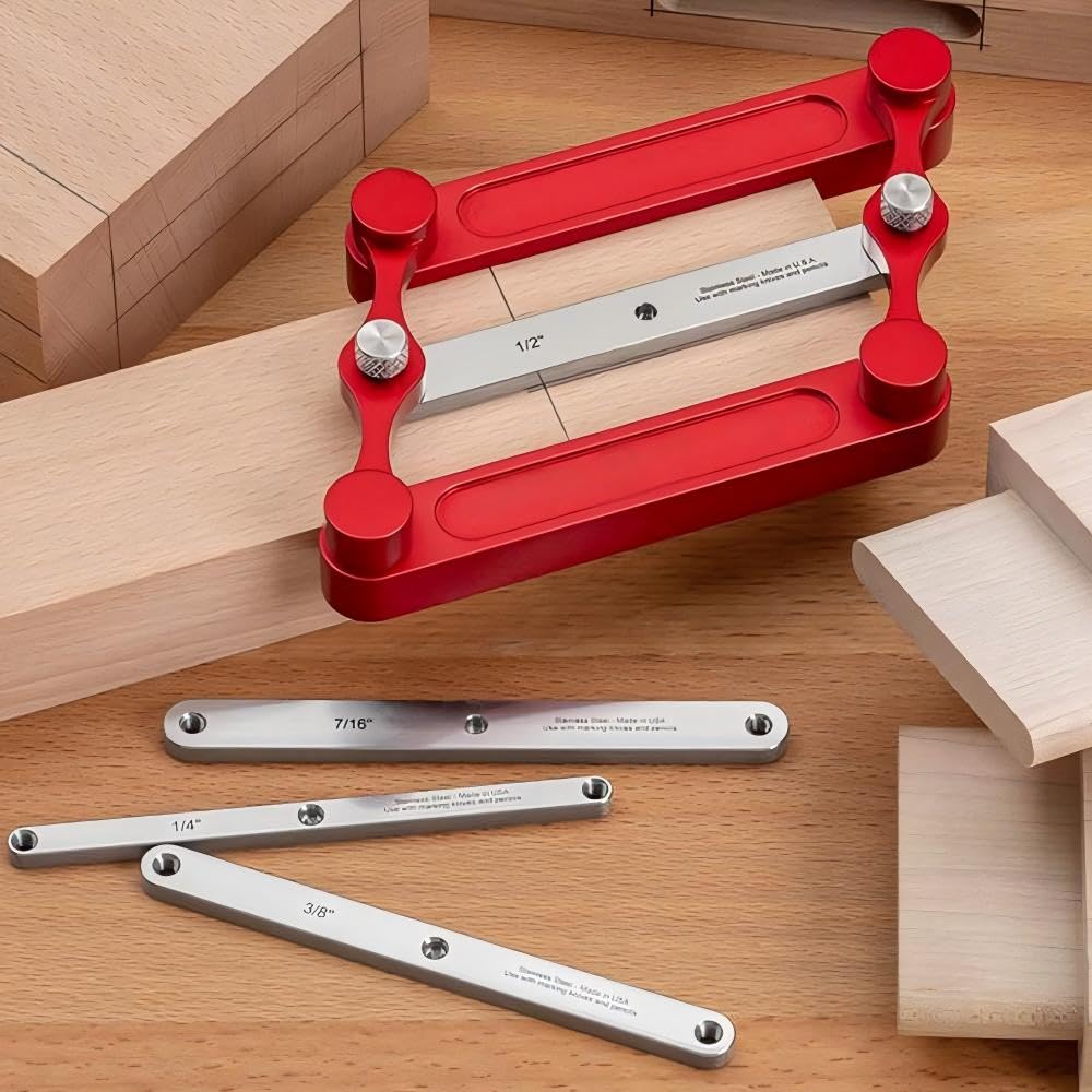 Center Finder Gauge Woodworking Set- Interchangeable Marking Rods for Self Centering Doweling Jig, Joinery Hole Drill Guide, Positioner Locator Tool — Amazon image 6