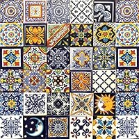 Cerames Mexikanische Keramische Fliesen Horacio - 30 dekorative mexikanische mosaik fliesen für Badezimmer, Küche, Dusche, Treppen, Küchenrückwand | Keramikmosaikfliesen 10,5x10,5 cm