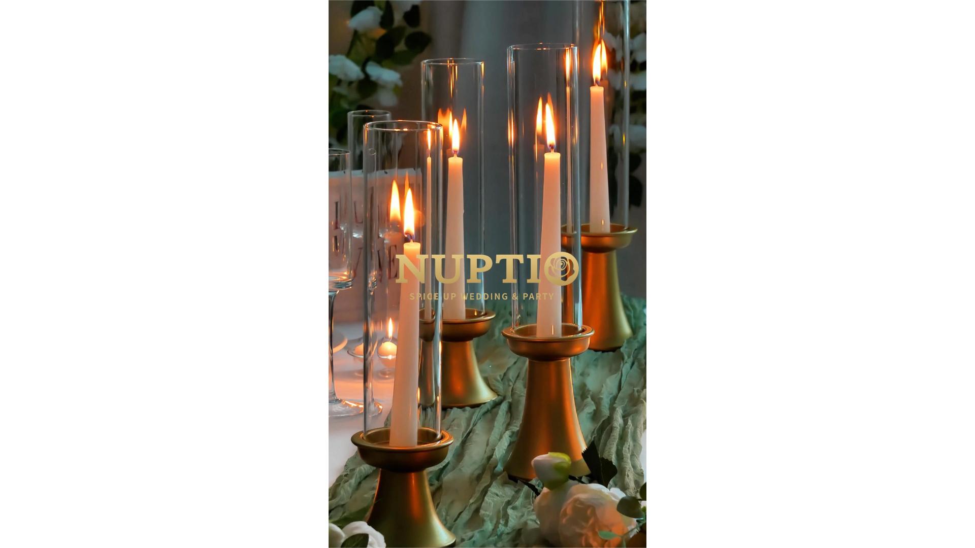 Portacandele Uragano In Vetro E Metallo - Set 2 Pezzi, Altezza 30cm, Per Matrimoni E Eventi - Foto 12