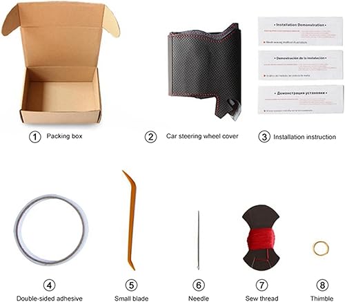 Miniatura 6 de Fundas de volante de automóvil de fibra de carbono negras cosidas a mano, aptas para Mazda CX-3 CX3 CX-5 CX5 2017 2018 Accesorios de coche