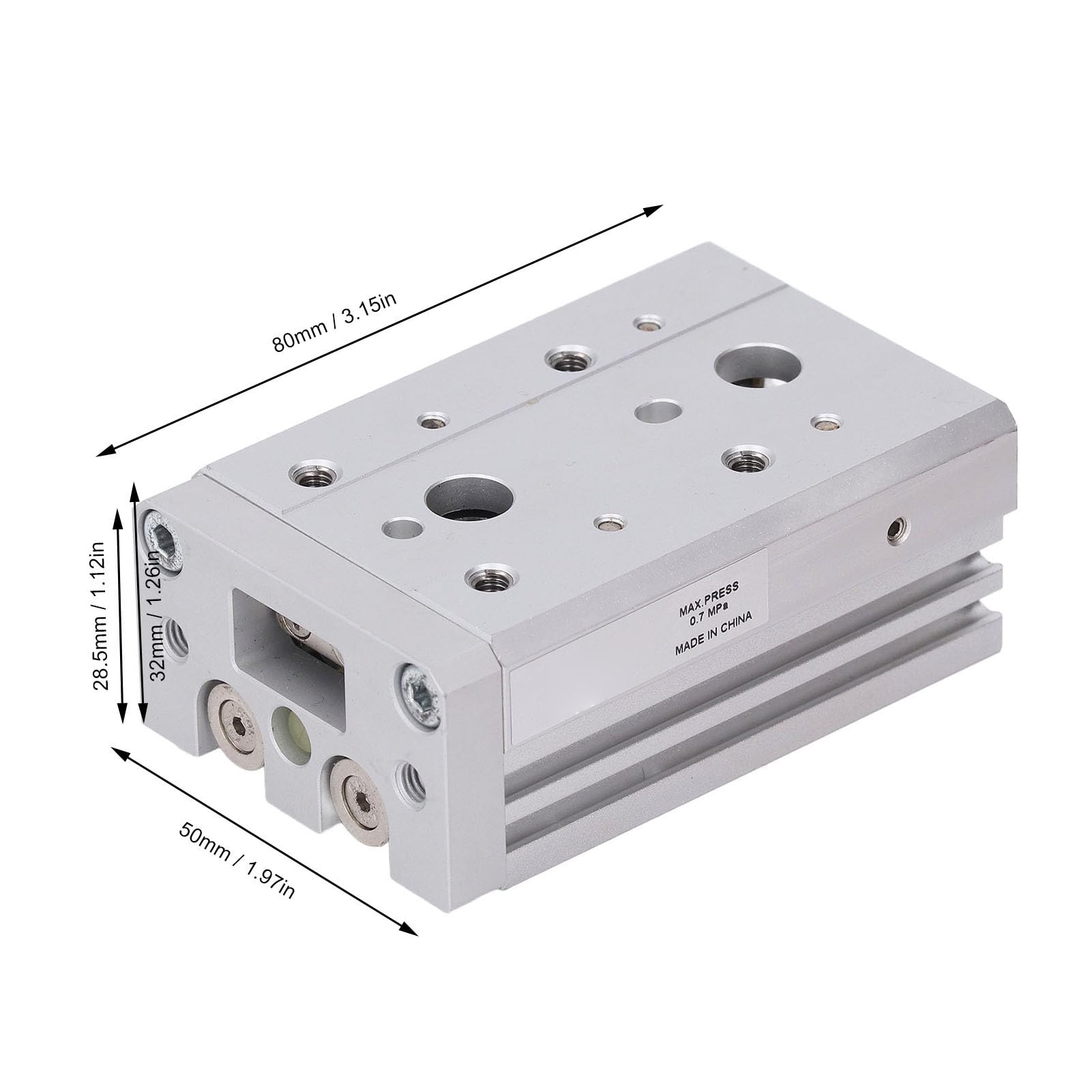 Cilindro Pneumatico con Guida a Scorrimento, Cilindro Pneumatico in Lega di Alluminio con Binario di Guida in Acciaio e Anello Magnetico, per Compressori d'aria e Sistemi di Automazione