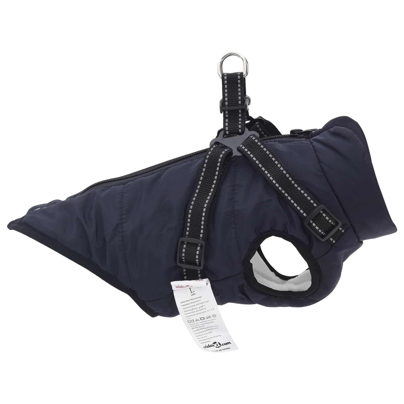 Abrigo para perro azul marino L36 con forro polar y poliéster, resistente al viento, impermeable, reflectante para pasear al aire libre, adecuado para perros de 8 a 12 kg, cálido