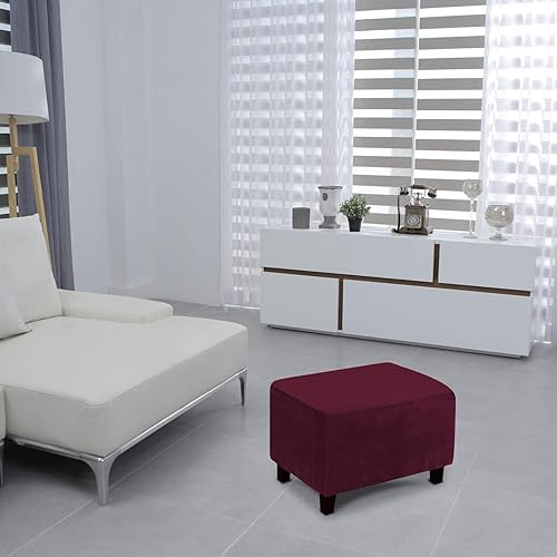 Vista 44 de MIFXIN Funda otomana plegable de terciopelo elástico, protector de muebles, funda protectora de elastano suave para reposapiés otomano, funda