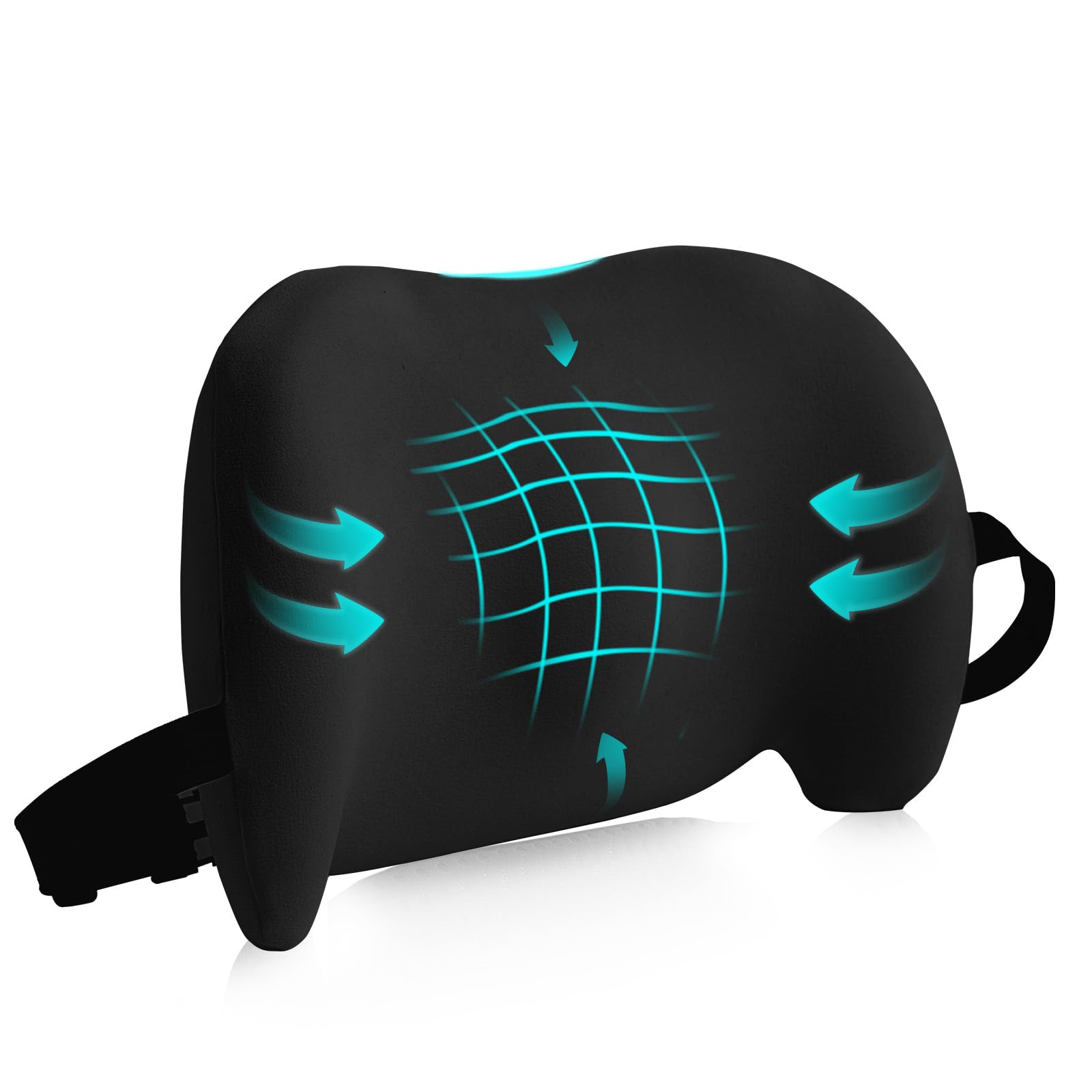 Almohada de apoyo lumbar para silla de oficina, almohada lumbar de automóvil, alivio del dolor de espalda baja de la espalda, cojín de espuma viscoelástica con correas ajustables, almohada ergonómica