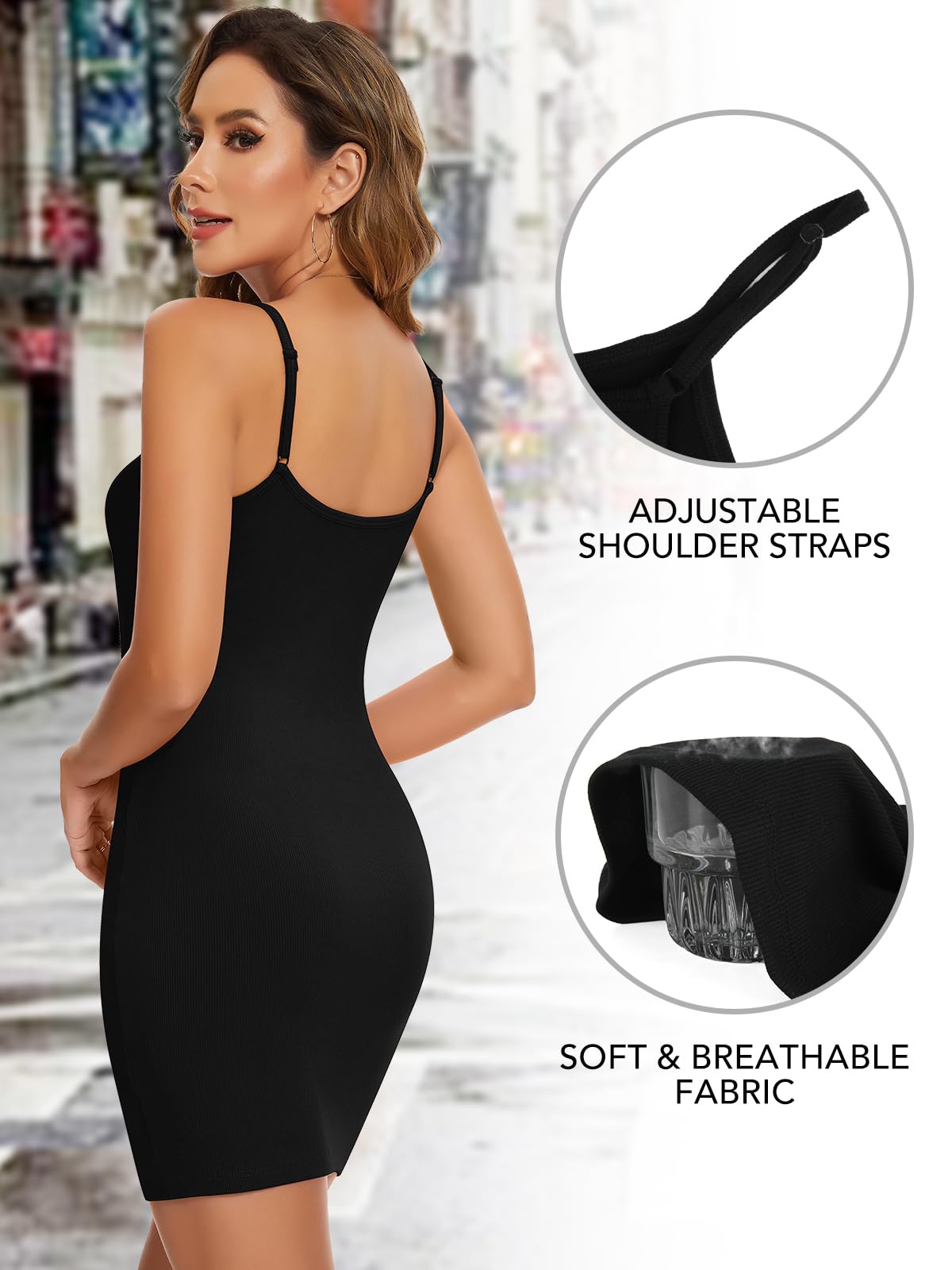 SHAPERIN Mini sukienka damska elegancka obcisła sukienka na ramiączkach letnia sukienka bodycon mini sukienka