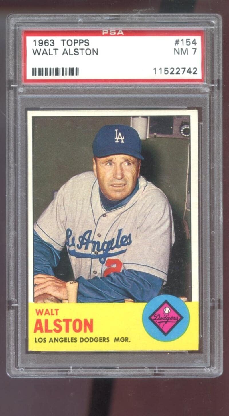 1963 Topps #154 Walt Alston PSA 7 Graded Baseball Card NM Los Angeles Dodgers