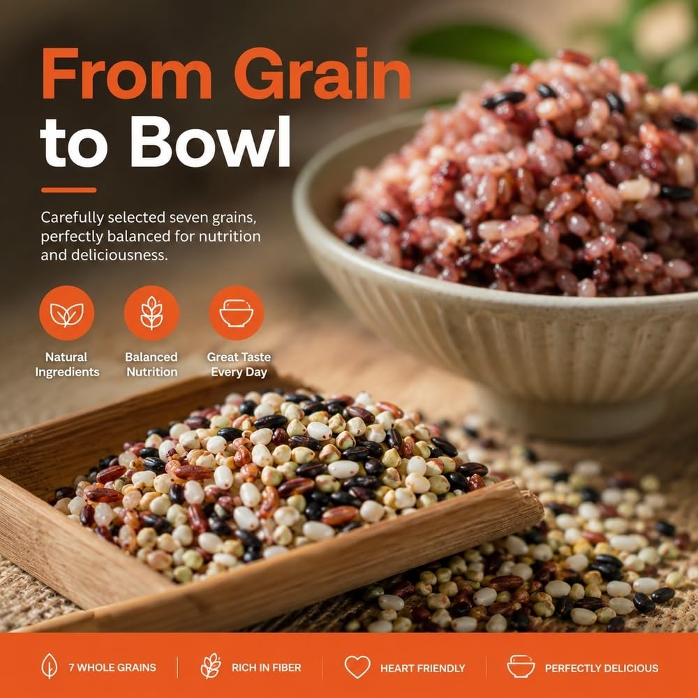 Título principal: 1000 g de mezcla de arroz integral mezclado de 7 colores y bajo en grasa