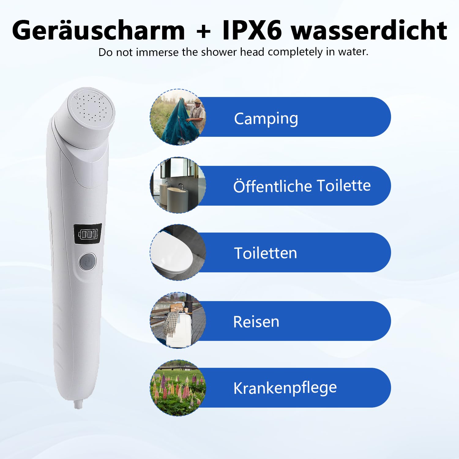Bidet portatile da viaggio, elettrico, bidet da viaggio, con serbatoio dell'acqua da 2,5 l, per doccia intima, letto settimanale ed escursioni all'aperto, doccia portatile per uomini e bambini (bianco