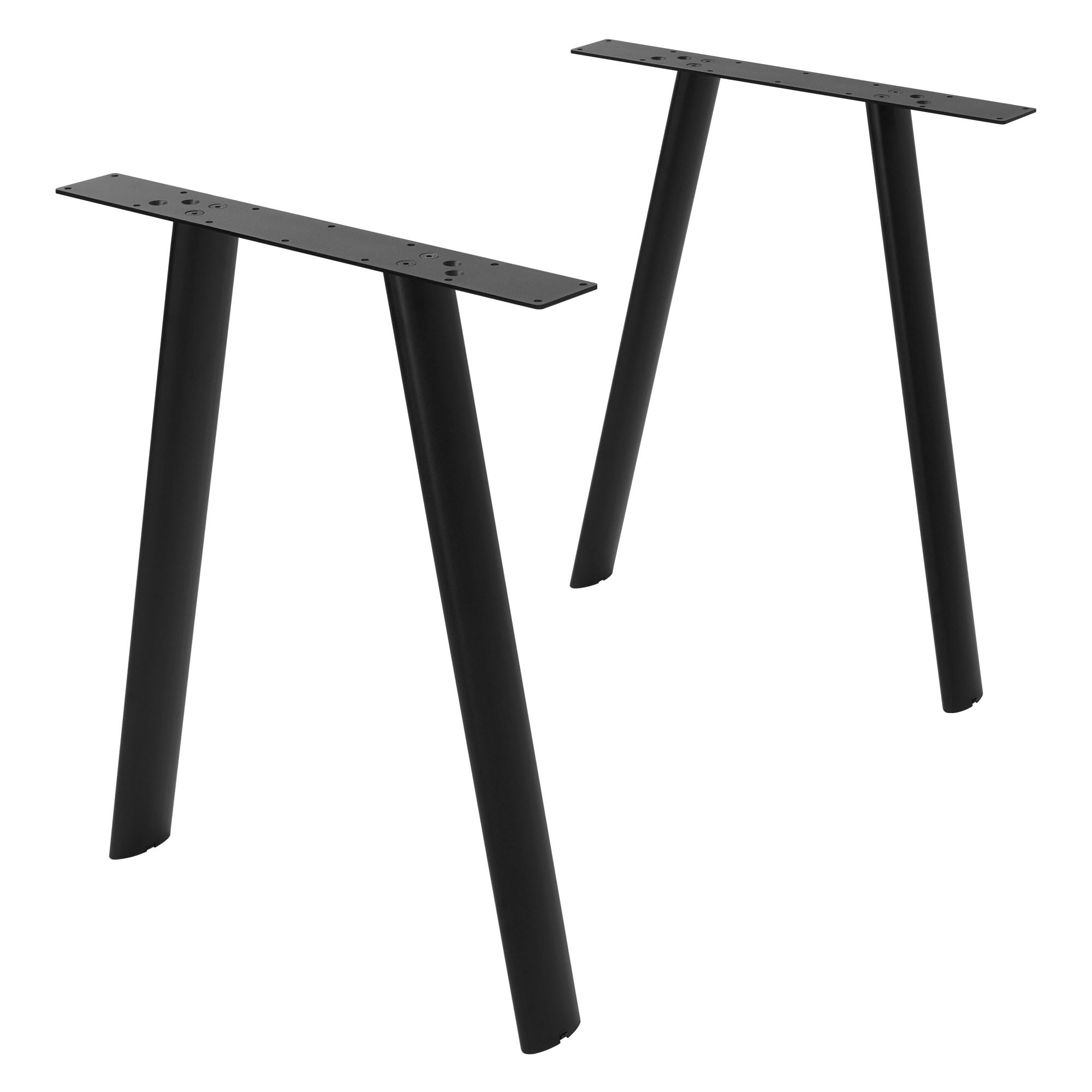 ML-Design 2X Patas para Mesa Metálicas, Soportes de Mueble para Comedor y Escritorio, Forma de A en Acero, 60x72cm, para Exterior Resistentes a la Intemperie, Perfil Ovalado, Altura Ajustable, Negro
