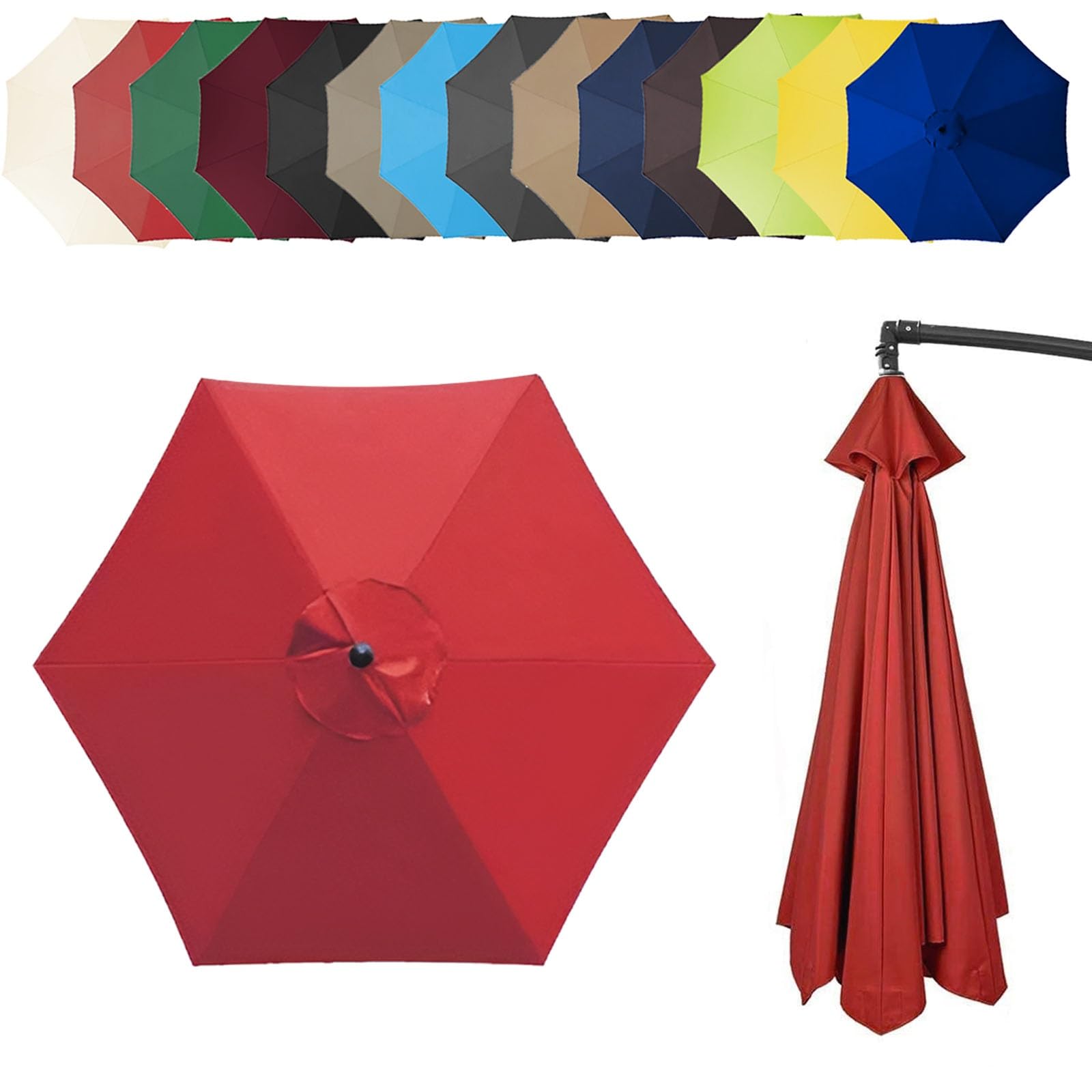 6.4ft/8.8ft/9.8ft (200/270/300cm) Replacement Parasol Garden Patio Umbrella Fabric Canopy Cover, Heavy Duty Polyester Fabric Outdoor Shade Canopy Cover For Market Table Cantilever Parasol Top Cover(Co โ image 1