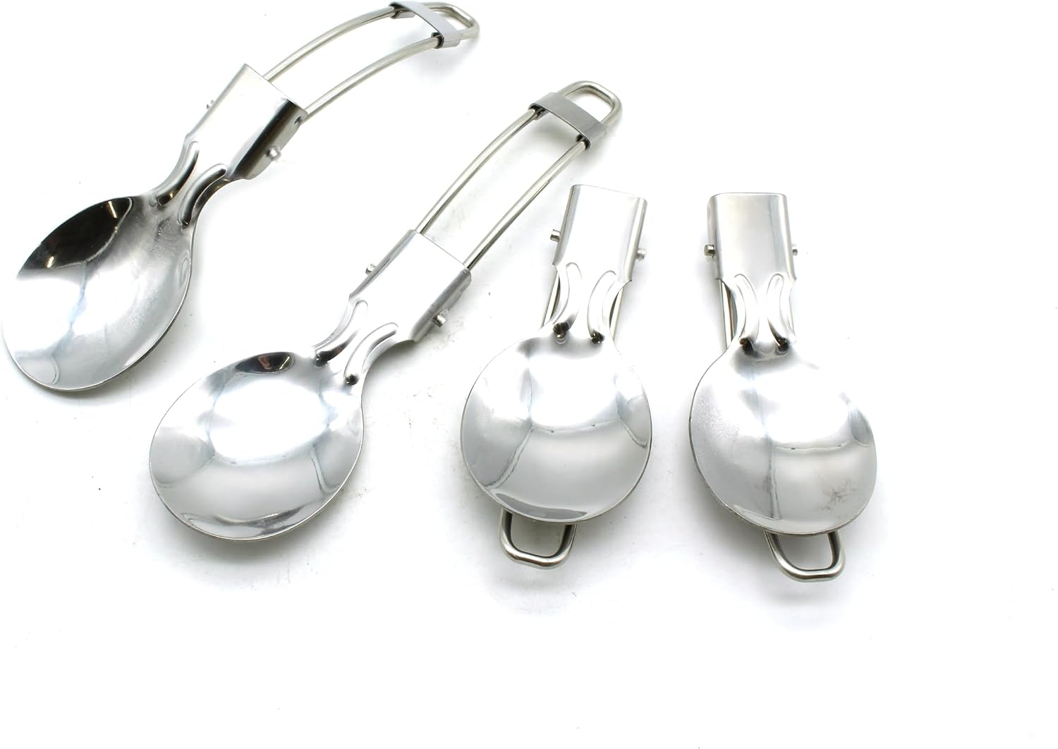 TMAX 4 pc Stainless Steel Two Folding Camping Spoon Dish Washer Safe, 3 Inch Folding Length