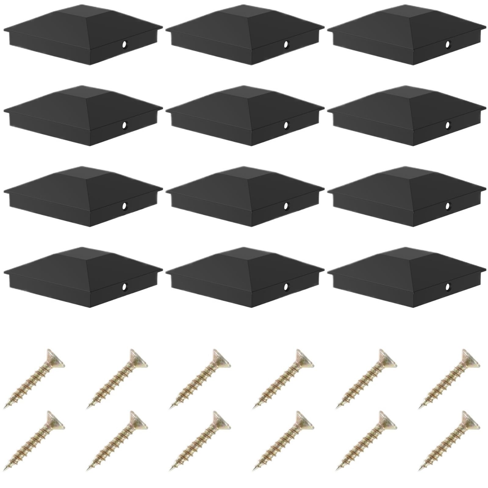 Irgvjifr Black Fence Posat Cap 12Pcs Wood Fence Post Covers Plastic Deck Cover Waterproof Heat Resistant Caps For Protecting For Courtyard