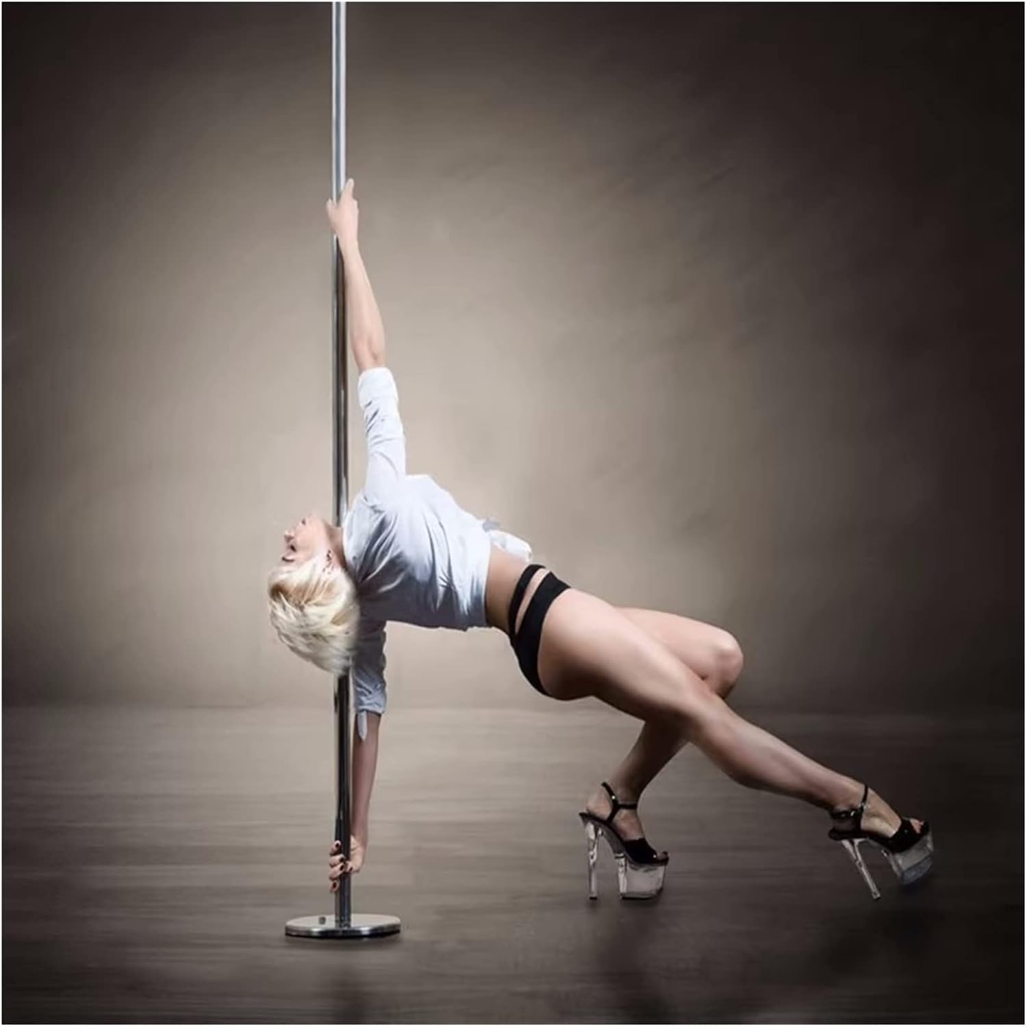 GLETSF Spinning Pole Dancing Pole with Ceiling Mount, Portable Pole Dancing Pole for Home Flat Apartment, Easy to Installilver 7.5ft 9ft/2.3m 2.75m,Silver-7.5FT