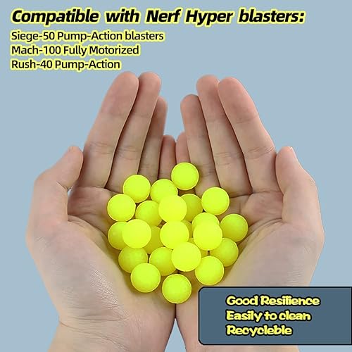 Miniatura 8 de Pistola Blaster con gafas protectoras y 100 rondas para niños y niñas de hasta 110 FPS compatible con dardos Nerf Hyper Rounds fácil de recargar