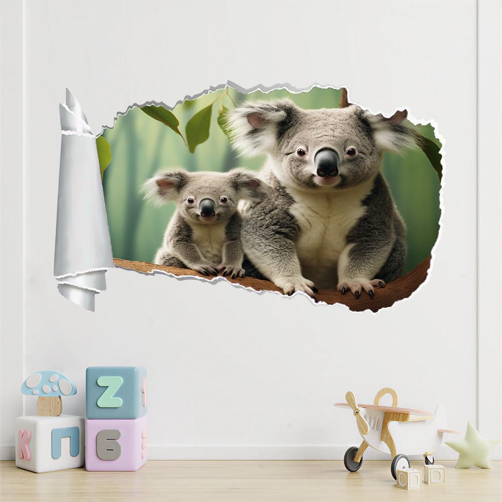 Adesivi Murali 3D Fracassato Koala Decorazione Domestica Smontabile Del Tatuaggio Della Parete Animale Decalcomanie Impermeabili For Baby Room Wall Decor