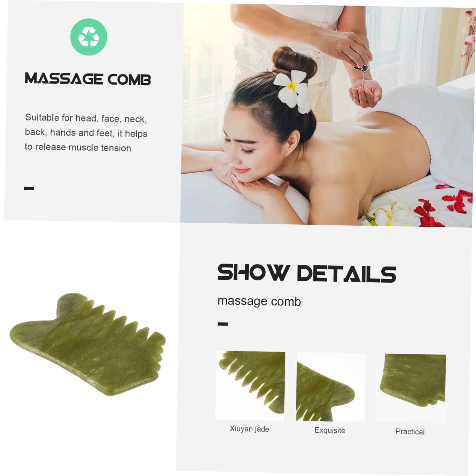 GLEAVI 5 Stück Kopfhautmassage-werkzeug Haarkamm Jadekamm Natürliches Schabbrett Für Die Wöchentliche Gesichtsanwendung