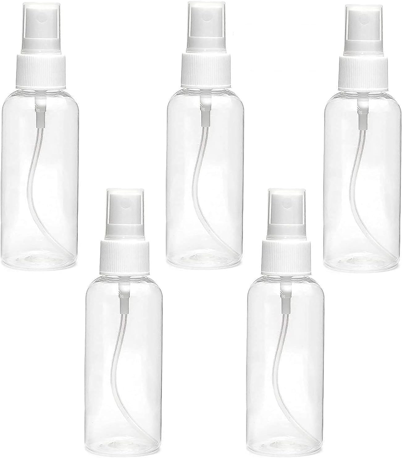 Lakeer 100 Ml Plastic Empty Spray Bottle Refillable Fine Mist Perfume Atomizer For Sanitizer Travel Beauty Makeup (Pack Of 5) - Transparent