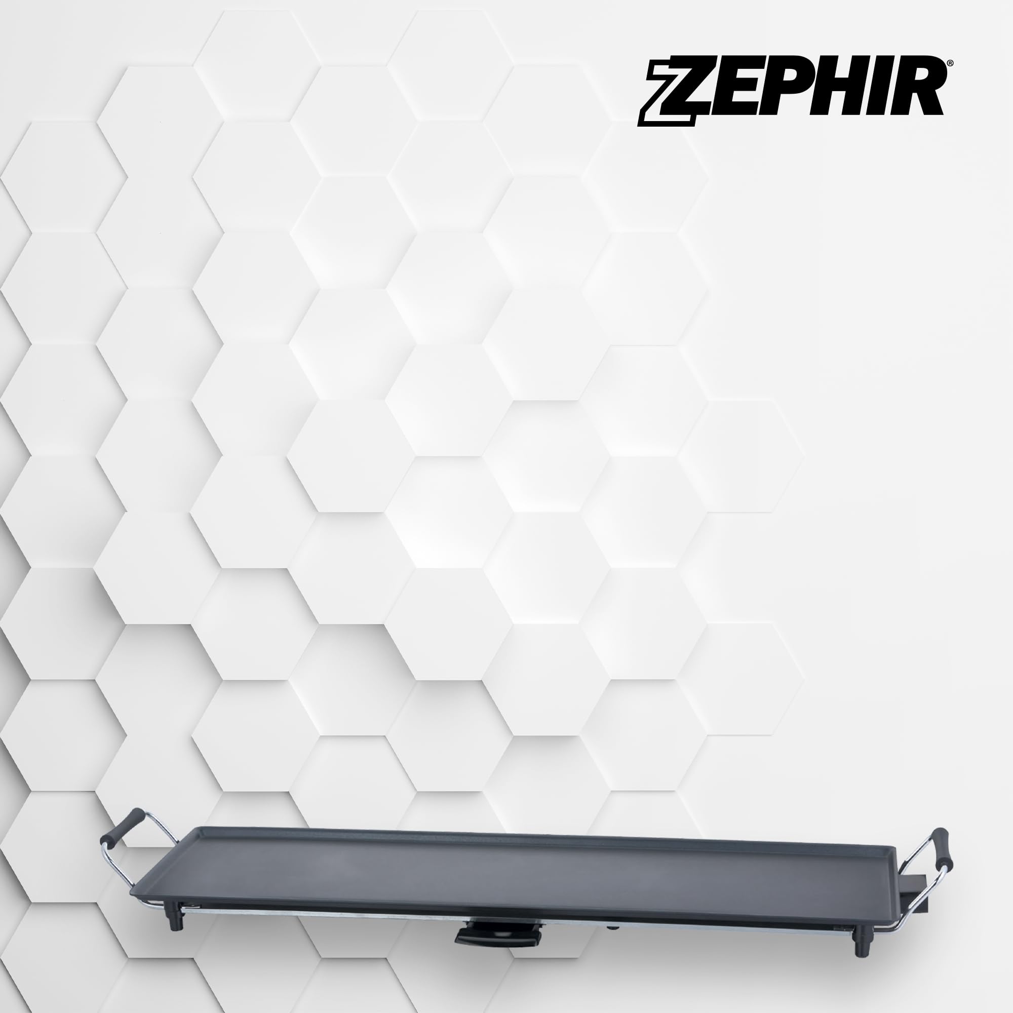 Zephir Griglia Teppanyaki Elettrica 2000W, Ampia Superficie Di Cottura, Termostato Regolabile E Amovibile, Maniglie Termoisolanti, Piedini Antiscivolo