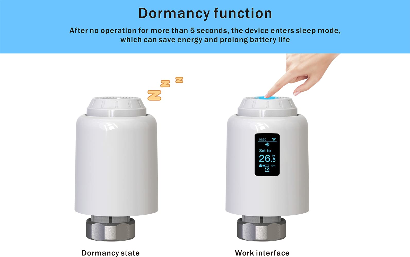 Zigbee Smart Thermostatic Radiator Valve, Unterstützt Fernbedienung durch Smart Life App, Sprachsteuerung durch Alexa und Googlehome (OLED DISPLAY)
