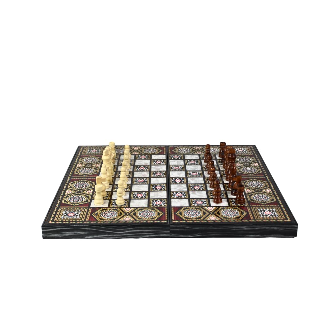 Manopoulos - Juego de ajedrez y backgammon de 19 pulgadas