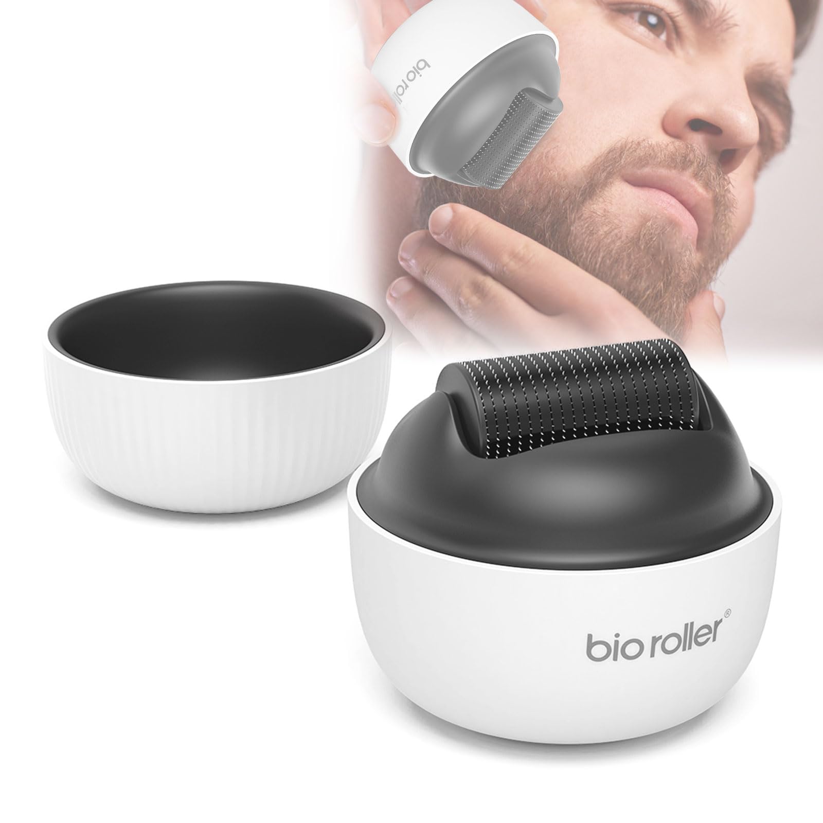 Derma Roller, Dermaroller Cheveux 0.5 mm, Dermaroller Barbe avec 1200 Aiguilles Micro-Aiguilles, Roller Cheveux Repousse, Pousse Barbe, Microneedling Visage, Beard Roller, Massage Cheveux
