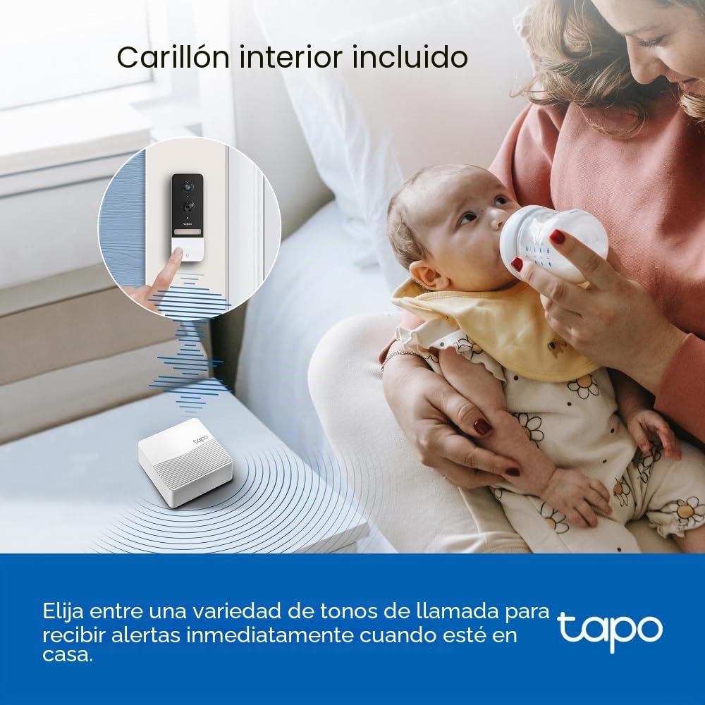 Tapo D230S1 Timbre de Video con Batería 2K 5MP Detección de IA Visión Nocturna Color Campo Amplio
