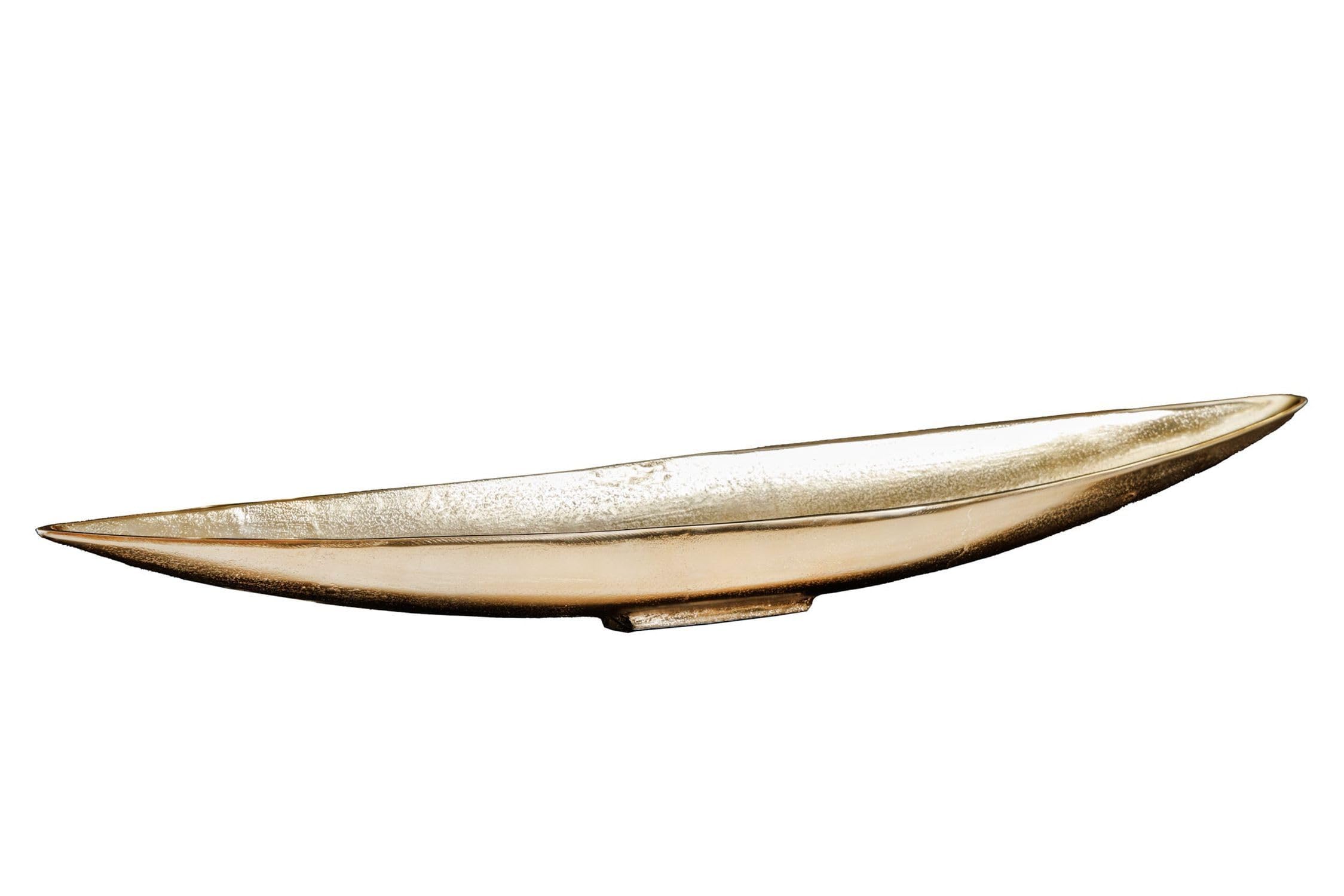 Licht-Erlebnisse Dekoschale länglich groß 82 cm lang aus Metall in Gold Handarbeit Elegantes Design Deko Schale für Schmuck Schlüsse Obstschale Esstisch