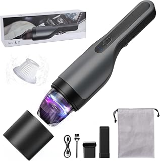 YEAHCO Car Vacuum, 12000Pa High Power Handheld Vacuum, Cordless Rechargeable Small Vacuum Mini Car Vacuum Cleaner Pet Hair, Hand Held Vacuum Portable Vacuum Cleaner for Car Home 2 Gears Suction